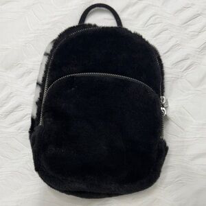 adidas Black Faux Fur Backpack mini